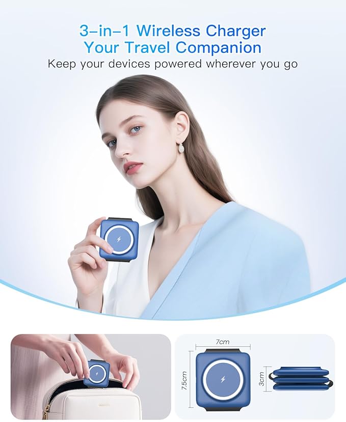 Charging Station for Apple Devices - 3 in 1 Magnetic Foldable Wireless Charger - Image 2