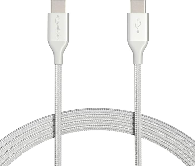 Amazon Basics USB-C to USB-C 2.0 Fast Charger Cable, Nylon Braided Cord by AmazonBasics