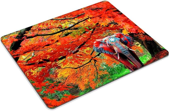 Square Mouse Pad Natural Trees and Elephants-1, Gaming Mouse Pads - Image 2