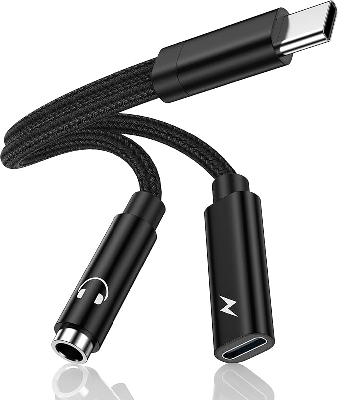Samsung Galaxy S25 Headphone Adapter, 2 in 1 USB C to 3.5mm Aux Audio Jack by SIXSIM