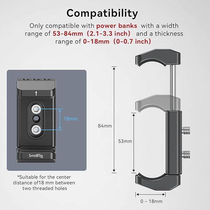 SmallRig Aluminum Power Bank Holder, Powerbank Mount Clamp Compatible - Image 9