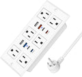 30W Recessed Power Strip USB C, Desk Flush Mount Outlet Plug in 6 AC & 8 USB by HEZI