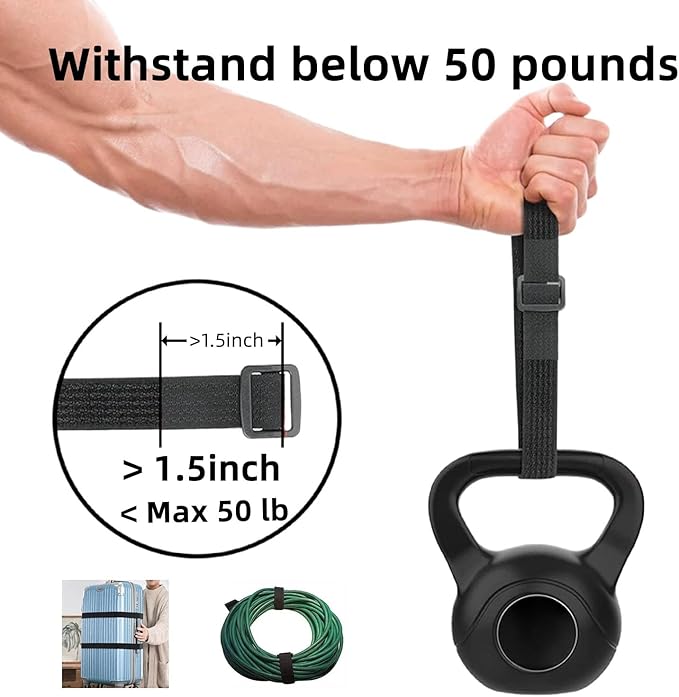 26ft 1.5 Inch Wide Cable Straps, Jumpso Adjustable Fastening Hook and Loop - Image 4