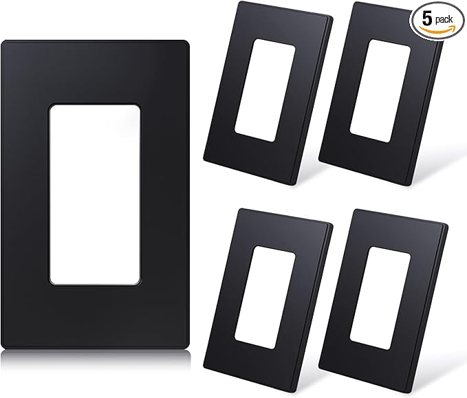 ELEGRP Matte Black 1-Gang Screwless Decorative Wall Plates, Standard Size by ELEGRP%7CELEGROUP
