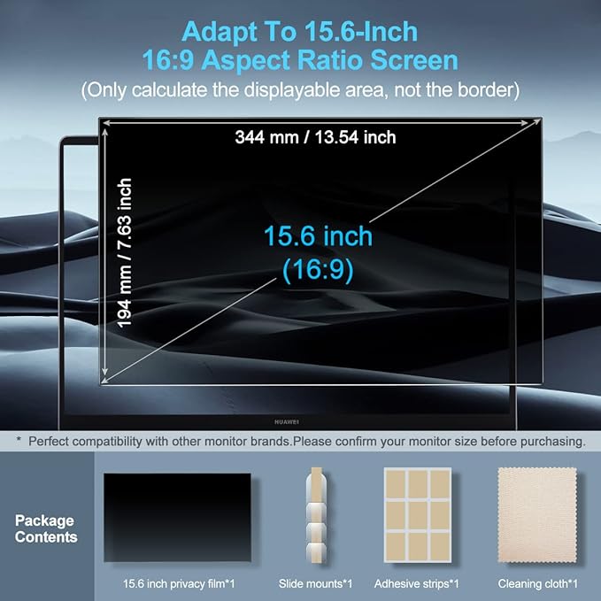 Laptop Privacy Screen Filters 15.6 Inch 16:9 Aspect Privacy Filter - Image 7