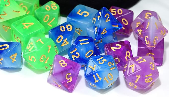 Assorted 5 Colors Polyhedral Dice Set Translucent - Image 4