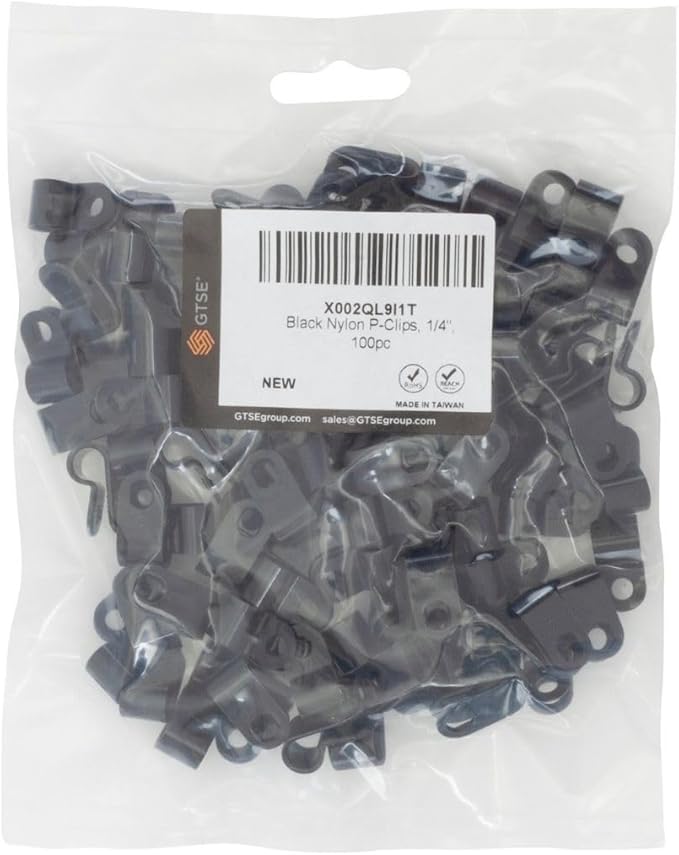 GTSE Black Nylon Plastic Cable Clamps, 1/4" Screw Mounts - Image 5