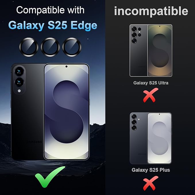 Korecase for Galaxy S25 Edge Camera Lens Protector, 9H Tempered Glass Anti - Image 2