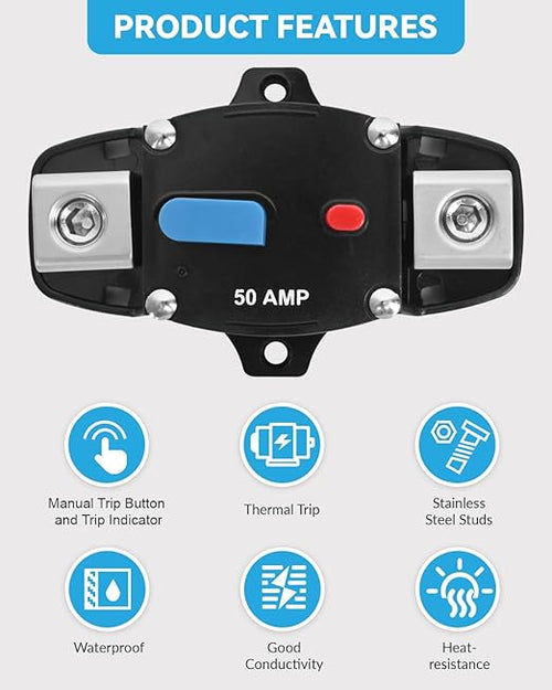 100 Amp Circuit Breaker 12-48 Volt DC 100A Self Recovery Resettable High Amp - Image 2