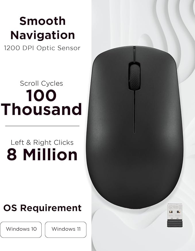 Lenovo 530 Wireless Mouse – Full Size Computer Mouse - Image 3