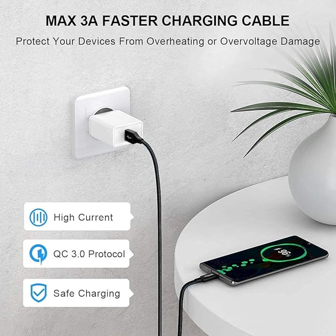 Long USB C Cable, etguuds Fast Charging USB A to Type C Charger Cable Braided - Image 3