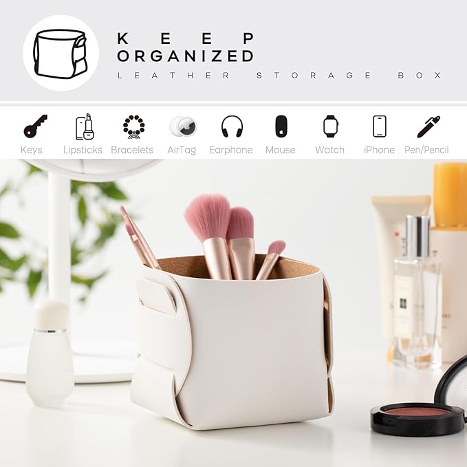 HOMIEAZICOZI 2-Pack Cork Leather Desk Accessories Storage - Image 4