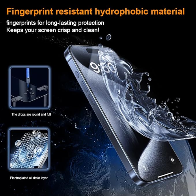 OneFish Screen Protector for Iphone 15 Pro, HD Clarity Tempered Glass Film 9H+ - Image 5