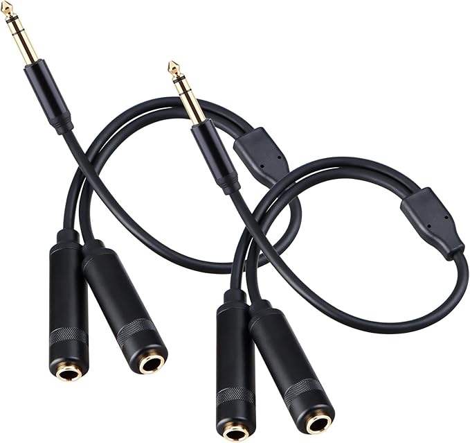 HOSONGIN 1/4" Stereo Splitter Cable, 1/4 Inch TRS Male to Dual TRS Female Y by HOSONGIN