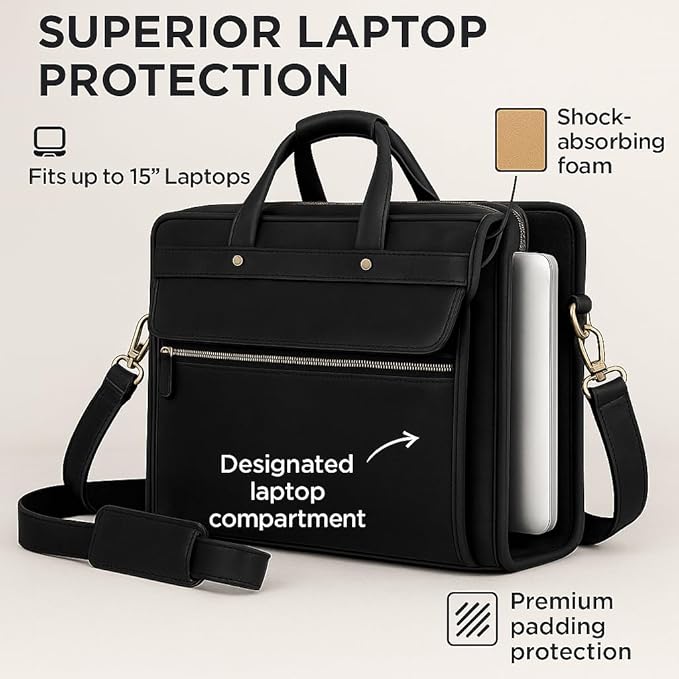 Luxorro Full Grain Leather Briefcase - Image 5