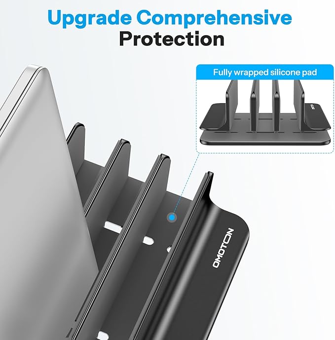 OMOTON 3-Slot Vertical Laptop Stand, Desktop Aluminum Stand - Image 4