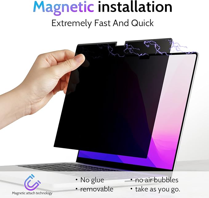 Magnetic Privacy Screen for Macbook Air 13.6/13 Inch, Removable Matte Anti - Image 3