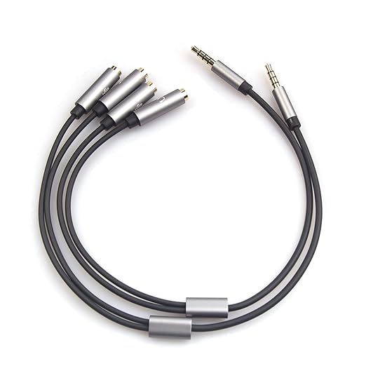 REXUS Grey 2-Pack 3.5mm Y Splitter Stereo Audio Cable 4-Pole Male to 2 Female - Image 6
