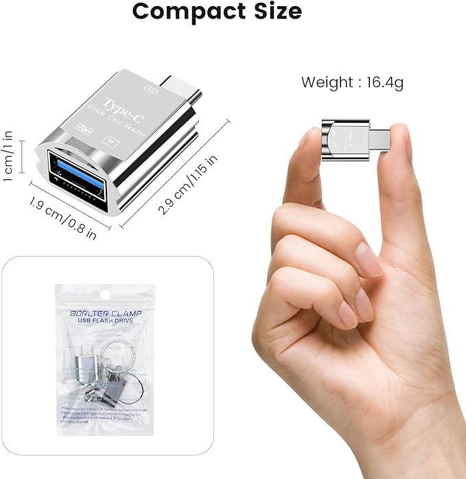 BORLTER CLAMP USB C Micro SD Card Reader, Type C SD Card Reader - Image 5