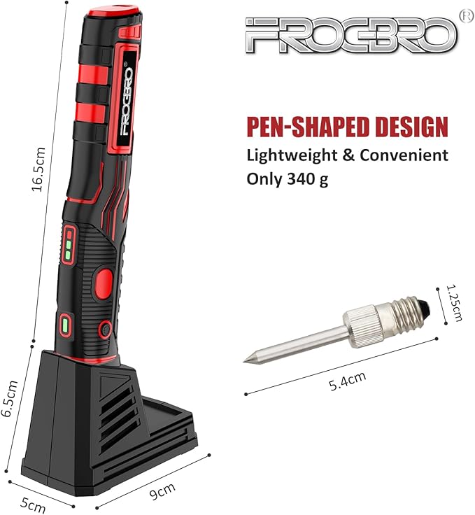 FrogBro 11W 2500mAh Cordless Soldering Iron Kit, Upgrade Max 968℉ Fast Heating - Image 3