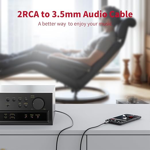 3.5mm to RCA Cable, 3.5 mm 1/8 to RCA 2-Male Headphone Jack Adapter HiFi Sound - Image 2