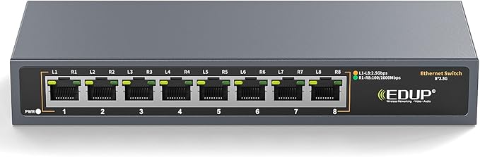 2.5G Ethernet Switch, 8 Ports Multi-Gigabit Ethernet Switch, Plug & Play by EDUP