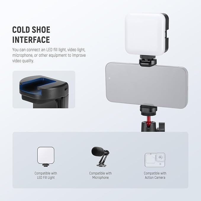 NEEWER Tripod for iPhone with Remote/Action Camera Mount Adapter/Phone Holder - Image 6