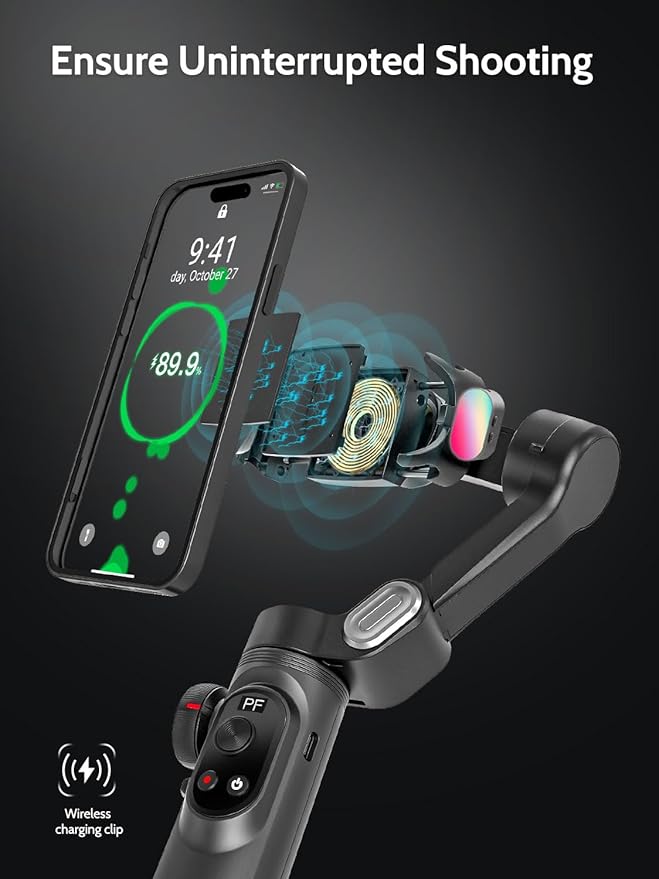 3-Axis Gimbal Stabilizer for Smartphone w/RGB Magnetic Fill Light Phone Gimbal - Image 5