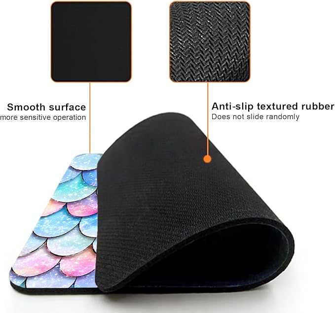 Mouse Pad, Cute Glitter Mermaid Scale Mouse Pads - Image 3