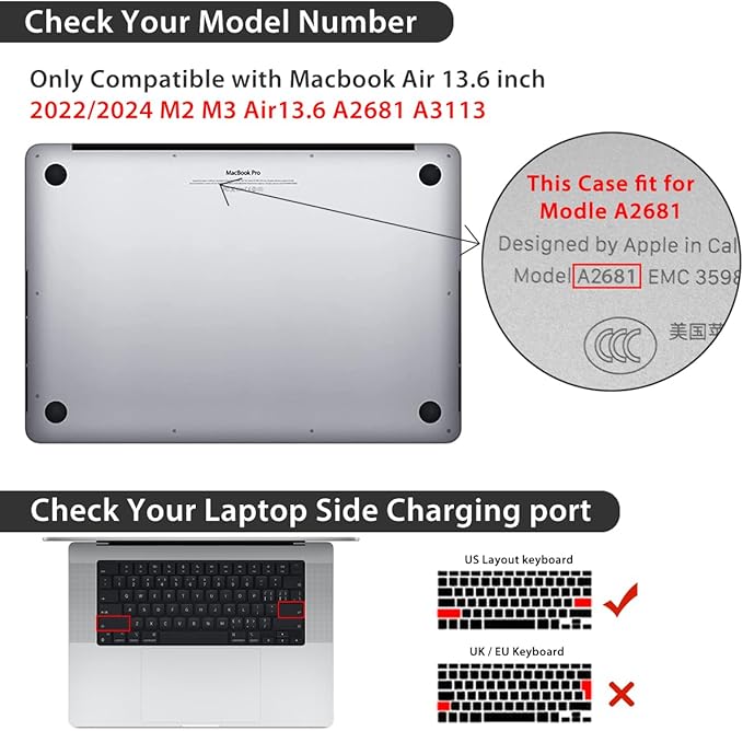 Compatible with MacBook Air 13.6 inch Case 2025 2024 2023 2022 Release M4 A3240 - Image 2