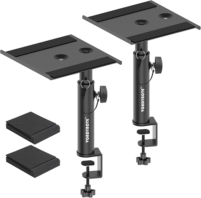 Set of 2 Studio Monitor Stands Desk Clamp Desktop Speaker Stands by Vondynote