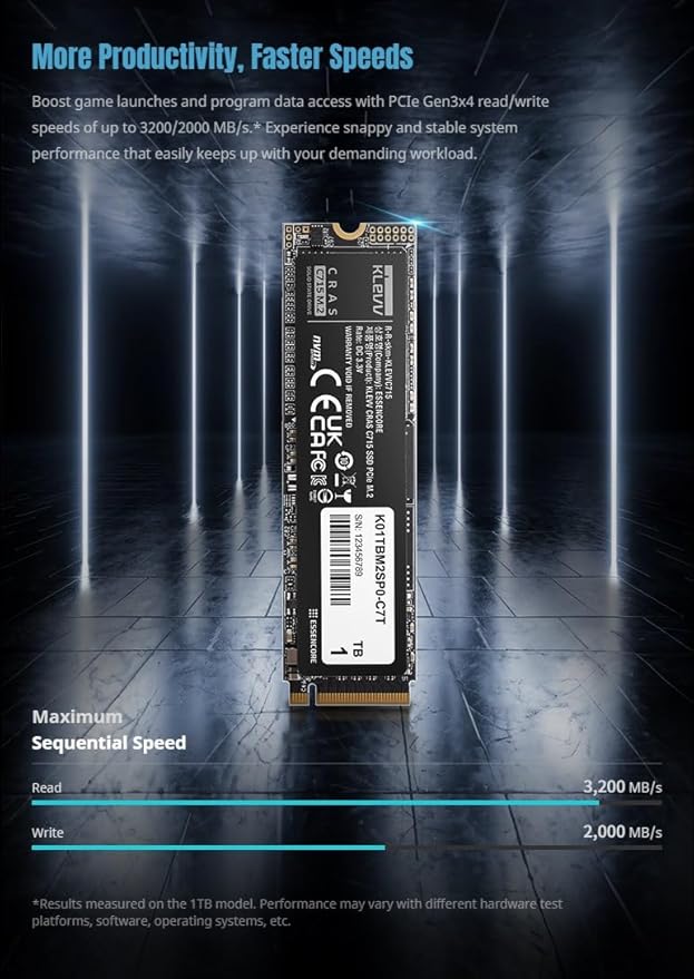 KLEVV CRAS C715 1TB M.2 2280 NVMe PCIe Gen3x4 Laptop & Desktop - Image 4