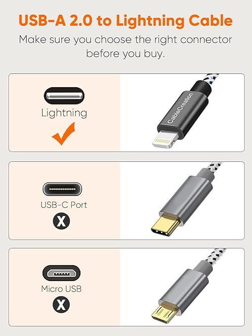 CableCreation 3-Pack Short iPhone Charging Cable 6 Inch/0.5ft, Lightning to USB - Image 7