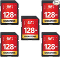 GIGASTONE 128GB SD Card 5-Pack UHS-I U1 Class 10 SDXC Memory Card Full HD Video by Gigastone