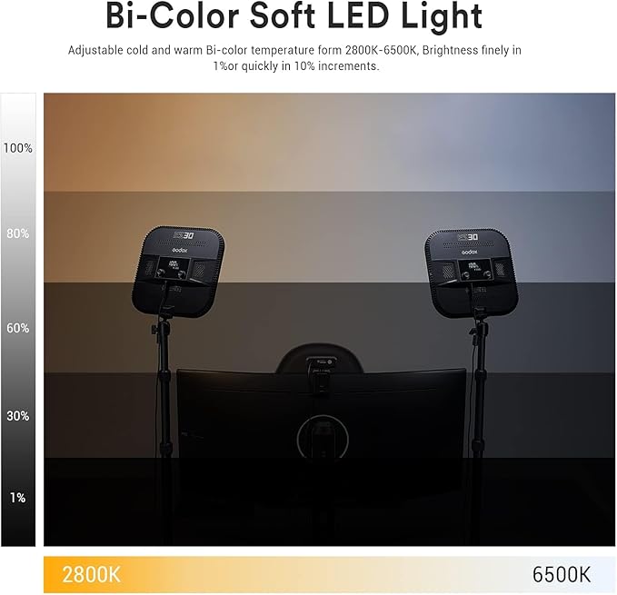 Godox ES30 Key Light, 2250Lumens Desk Light - Image 3