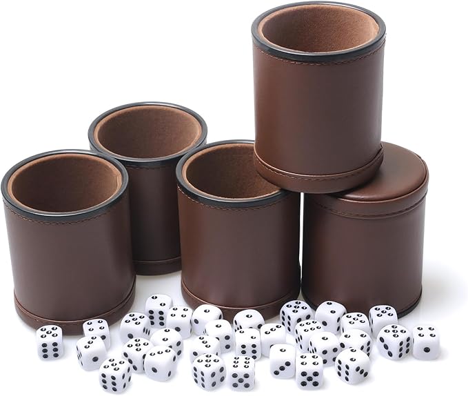 5 Pack PU Leather Dice Cups Velvet Felt-Lined Shaker Cups by RERIVER