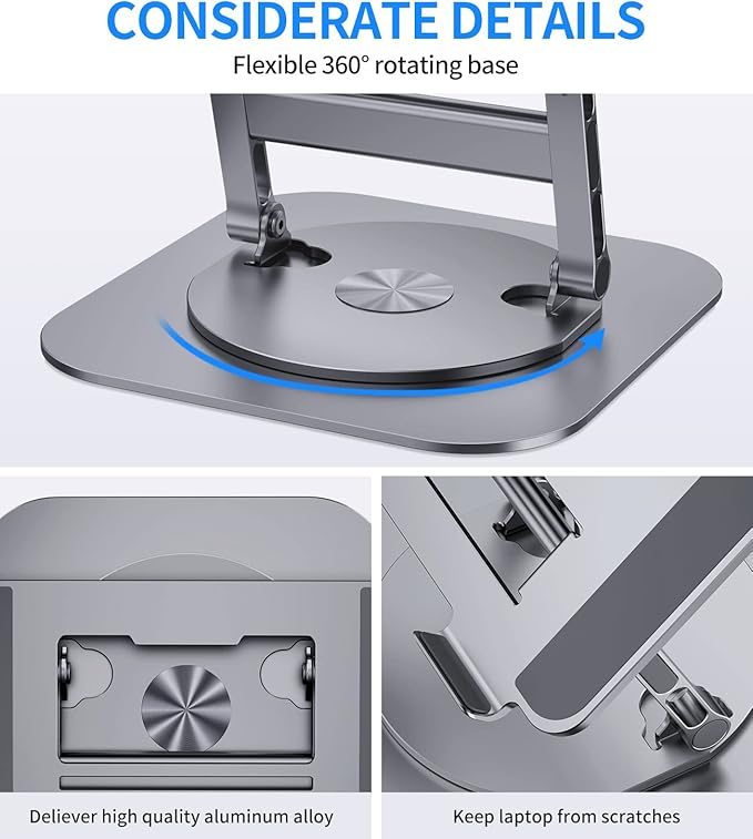 Adjustable Laptop Stand with 360 Rotating Base, Stable Computer Stand - Image 6