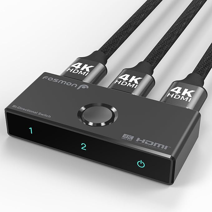 Fosmon 4K HDMI Switch 4K@60Hz, Bi-Directional 1 in 2 Out / 2 in 1 Out HDMI by Fosmon