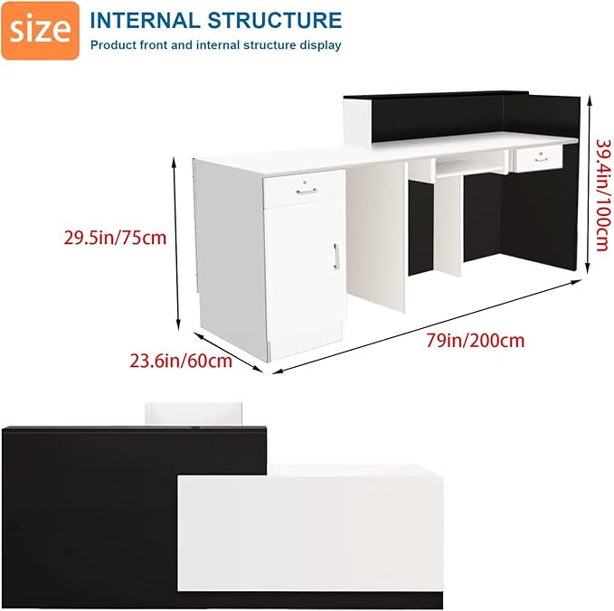 Reception Desk with Counter Modern Checkout Counter with Lockable Drawer - Image 4