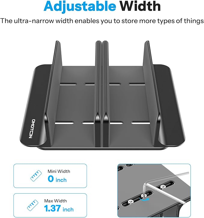 OMOTON 3-Slot Vertical Laptop Stand, Desktop Aluminum Stand - Image 2