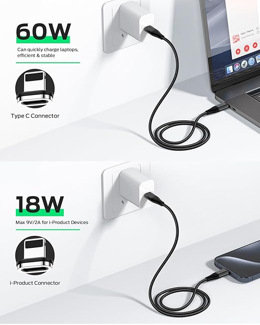 YKZ 3 in 1 Magnetic USB C to C Cable, Magnet Charging Cable, PD 60W Fast - Image 3