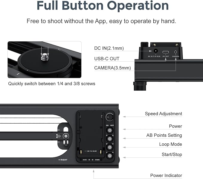 Accsoon Toprig 16inch/40cm Camera Slider Motorized, Button&APP Control - Image 10