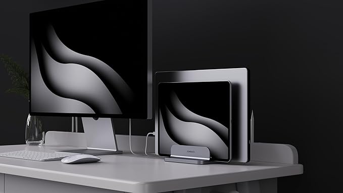 Dual Aluminum Vertical Laptop Stand Organizer, Sturdy Notebook Computer Holder - Image 9