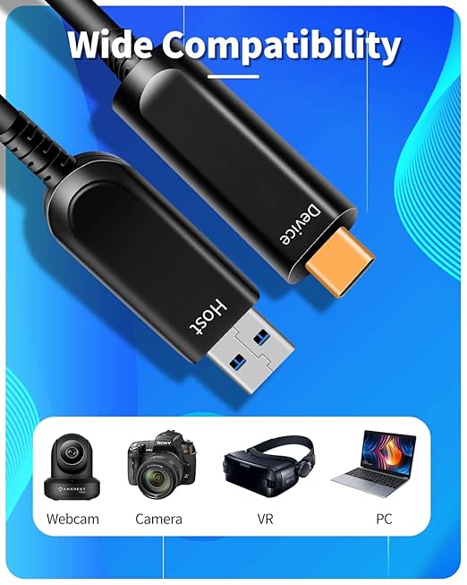 Fiber Optic USB A to USB C Cable, High Speed 10Gbps USB 3.2 Gen2 Active Optical - Image 4