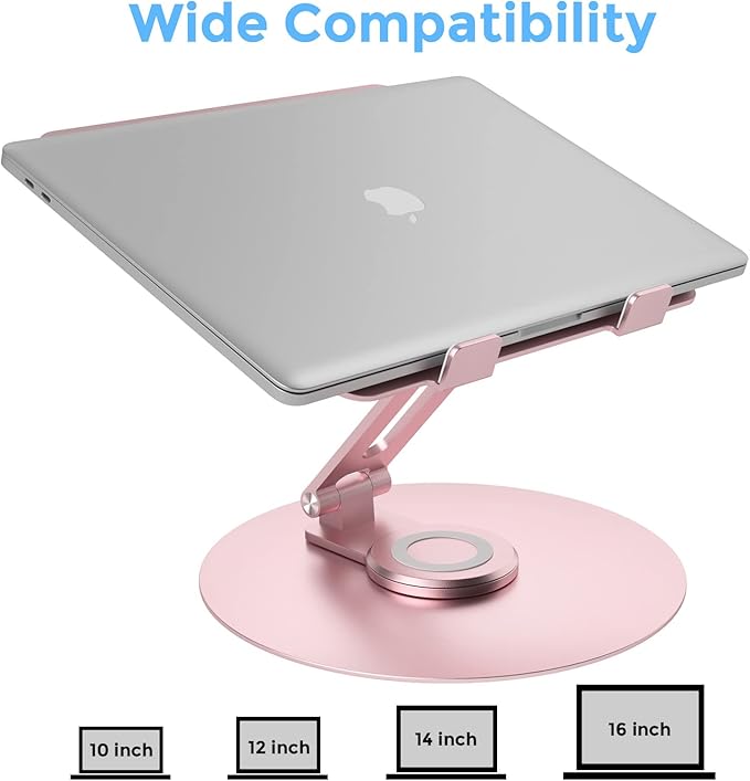 Swivel Laptop Stand for Desk, Adjustable Height Aluminum Computer Stand - Image 3