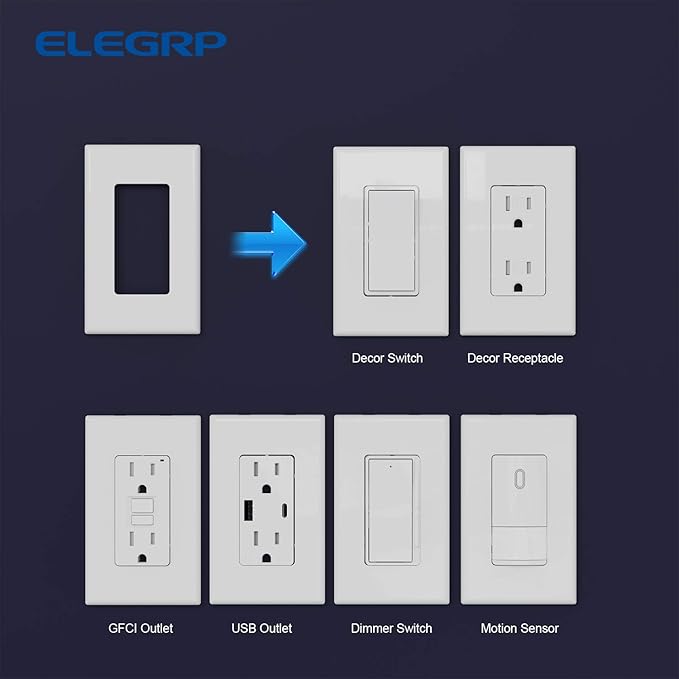 ELEGRP 1-Gang Screwless Decorator Wall Plates, Standard Size Unbreakable - Image 5