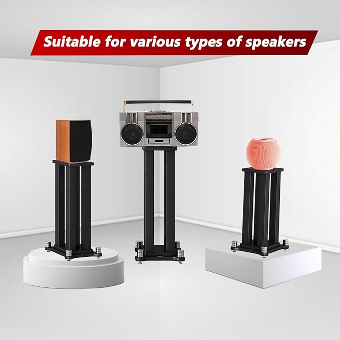 A Pair of Universal Speaker Stands, Heavy Duty Speaker Stands Holds Bookshelf - Image 5
