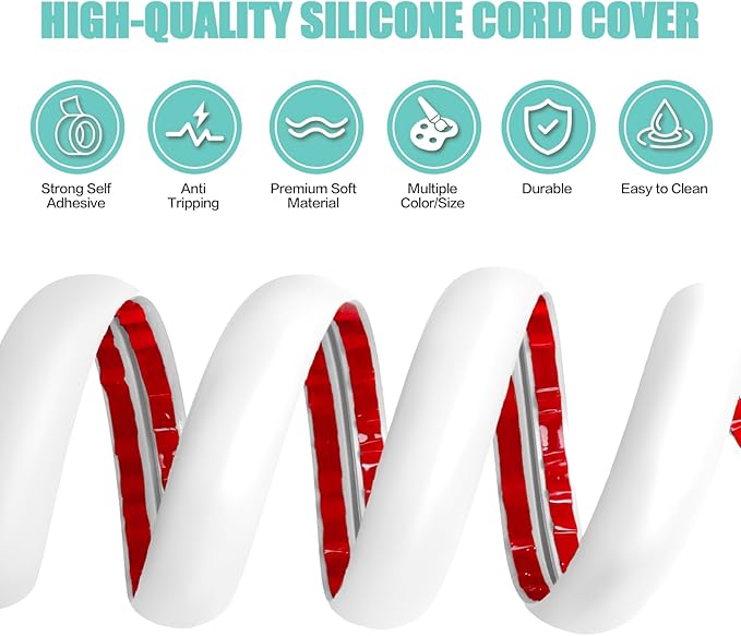 Floor Cord Cover Cavity 0.8"x0.37" Self Adhesive Cord Hider, 10FT Low Profile - Image 3