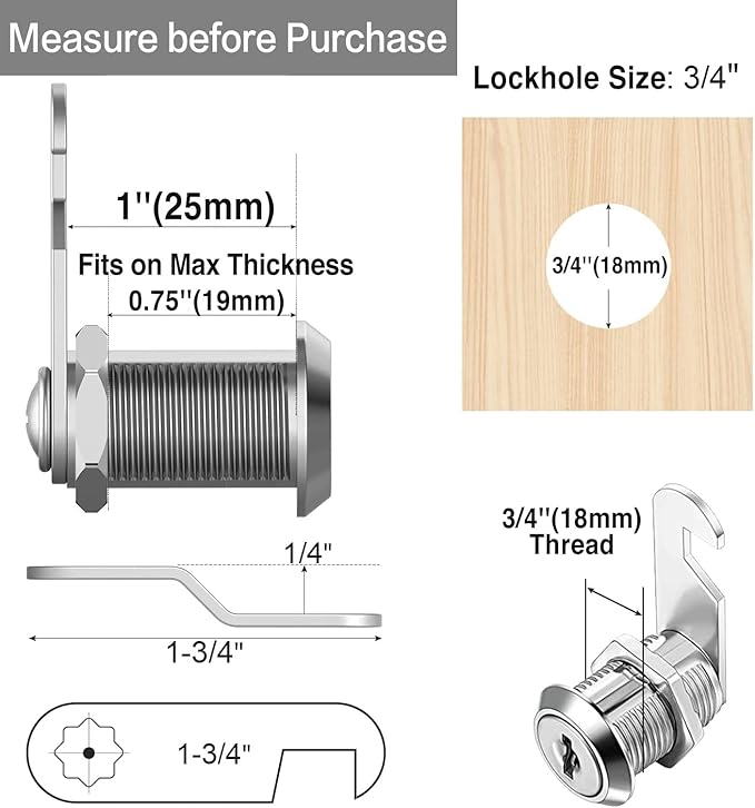 Cabinet Cam Locks Keyed Alike, Secure File Drawer Mailbox RV Storage - Image 3