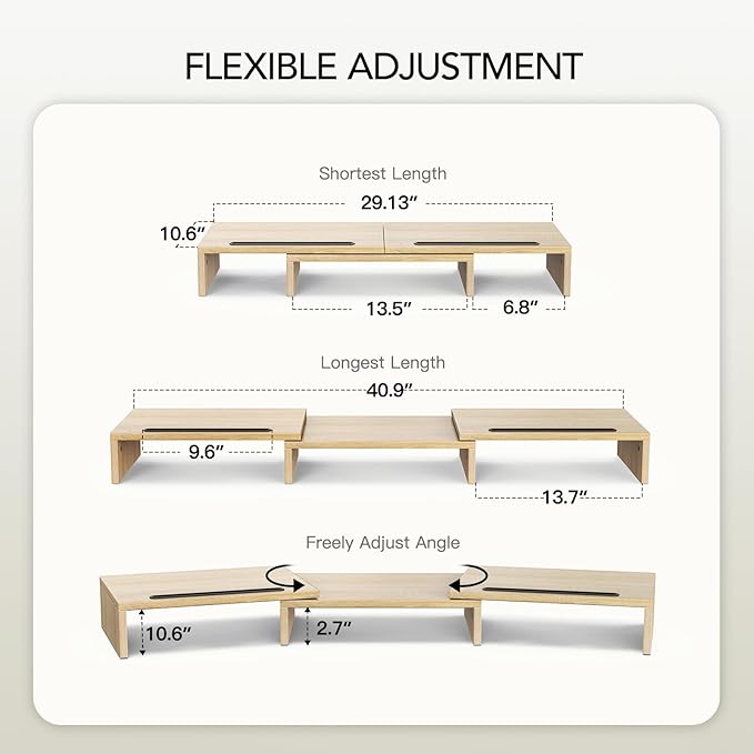 AMERIERGO Dual Monitor Stand Riser- 3 Shelf Screen Stand - Image 6